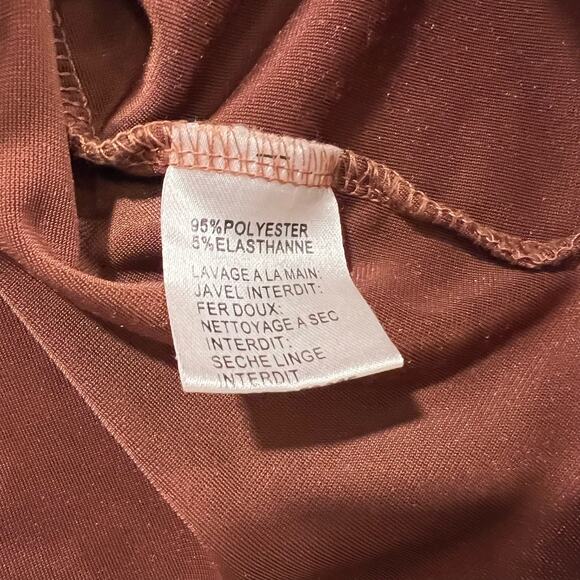 Vera and Lucy Women's Velvet Short Sleeve Turtleneck Brown Size XS - Picture 5 of 9